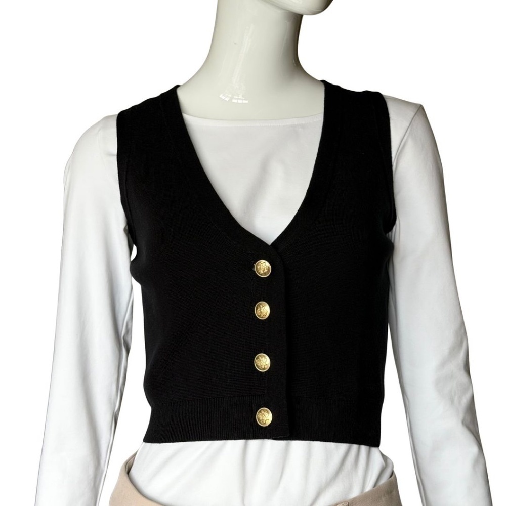 J. Crew Black Button Down Knit Vest Size XXS NWT - Picture 6 of 6
